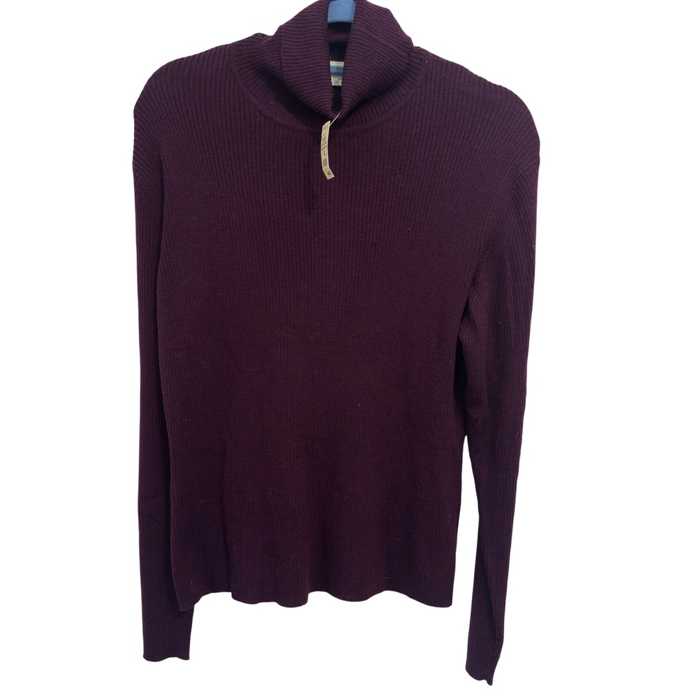 Ann Taylor Turtleneck Sweater Purple 100% Merino Wool Ribbed Size XL NWT